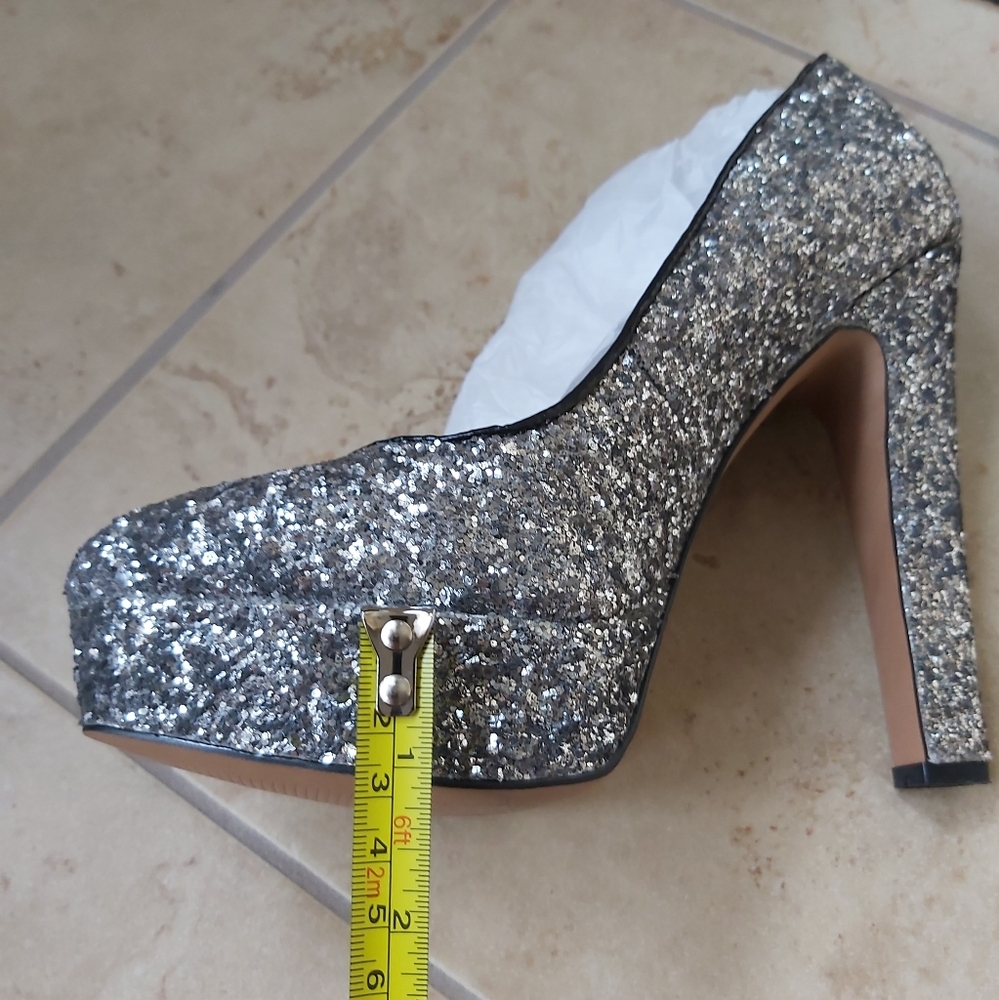 Aldo Silver Glitter Platform Heels - Picture 7 of 8